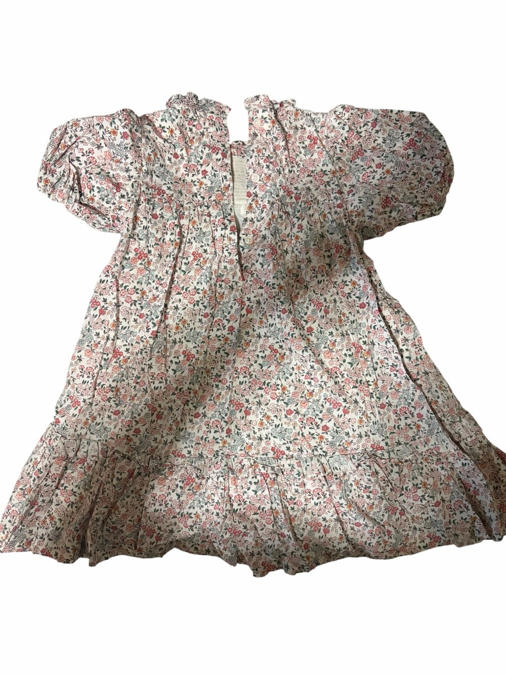 Janie and Jack Cream Floral Dress with Pink and Green Print